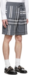 Burberry Gray Check & Stripe Shorts