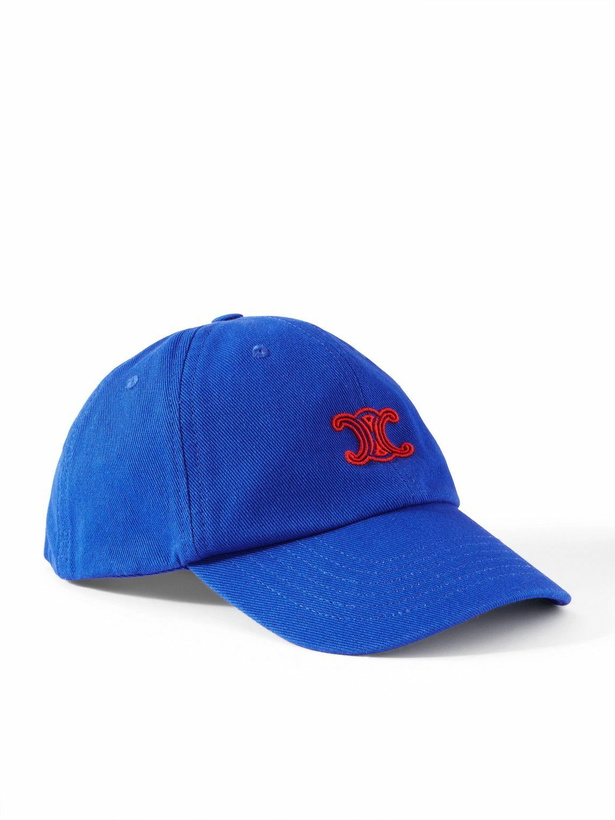 Photo: CELINE - Vivienne Logo-Embroidered Cotton-Twill Baseball Cap - Blue