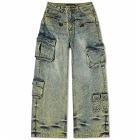 Andersson Bell Women's Simiz Denim Cargo-Jeans in Coated Yellow