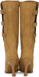 VETEMENTS Tan New Rock Edition Biker Heeled Boots