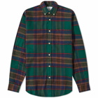 Portuguese Flannel Men's Otton Button Down Check Shirt in Green/Brown/Navy