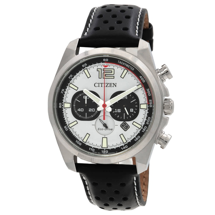 Photo: Citizen Eco-Drive Chronograph White Dial Mens Watch CA4640-09A