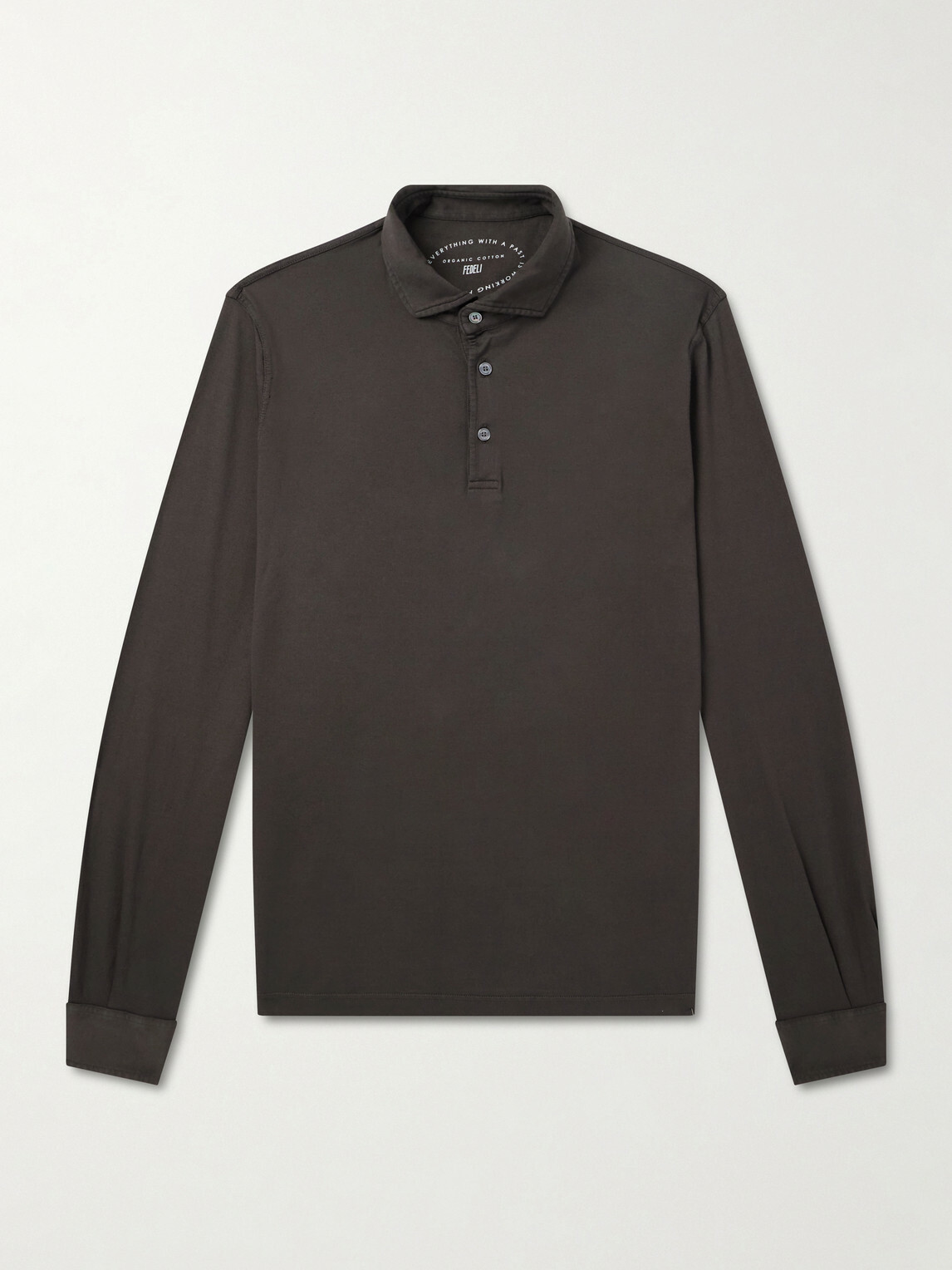 FEDELI - Cotton-Jersey Polo Shirt - Brown