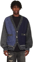 ADER error Navy & Gray Paneled Bomber Jacket