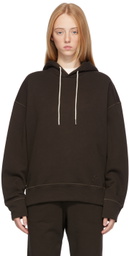 Jil Sander Brown Embroidered Logo Hoodie