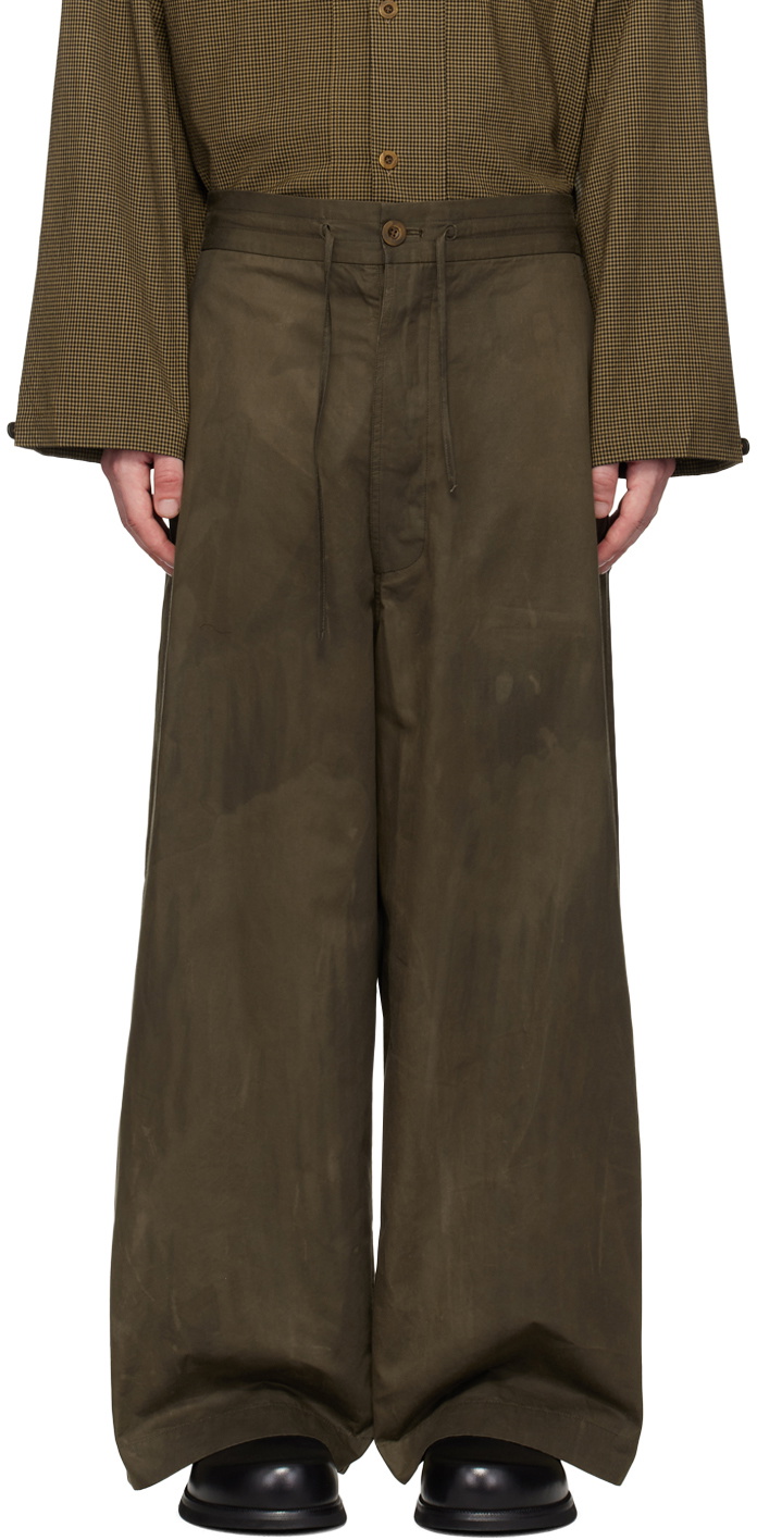 Aviva Jifei Xue Khaki Relaxed Drawstring Trousers