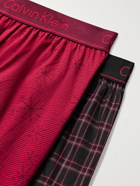 CALVIN KLEIN UNDERWEAR - Two-Pack Printed Cotton Boxer Shorts - Red