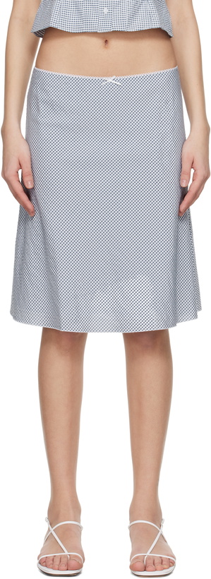 Photo: GUIZIO Blue & White Paloma Midi Skirt