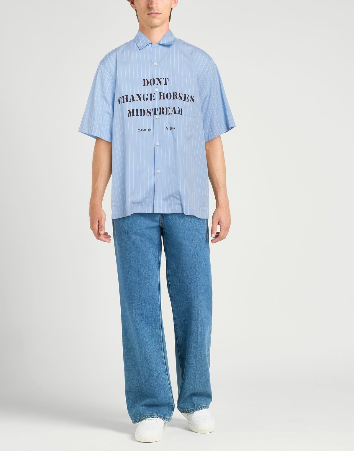 Oamc Mens Shirt Sky in Blue