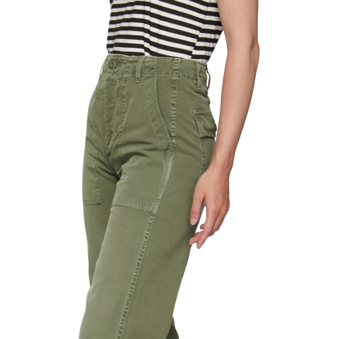 Amo Khaki Wide-Leg Army Trousers