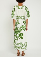 Farm Rio Floral-print Linen-blend Maxi Dress Green