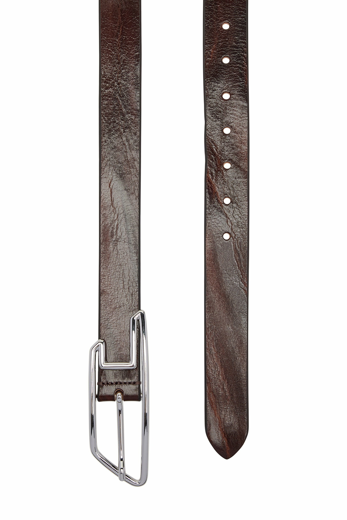 Diesel 3cm waxed-leather belt with D-logo buckle - Belts - Unisex - Brown