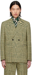 Burberry Green & Beige Double-Breasted Blazer