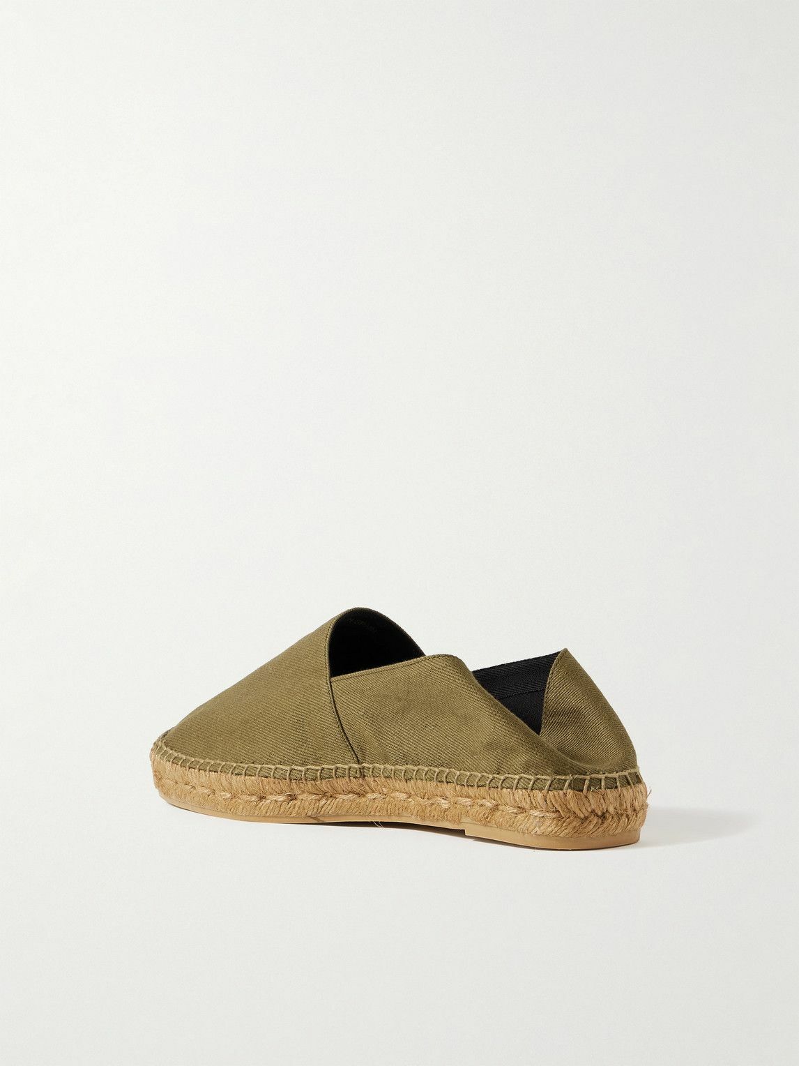 SAINT LAURENT - Collapsible-Heel Logo-Embroidered Twill Espadrilles - Green