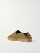 SAINT LAURENT - Collapsible-Heel Logo-Embroidered Twill Espadrilles - Green