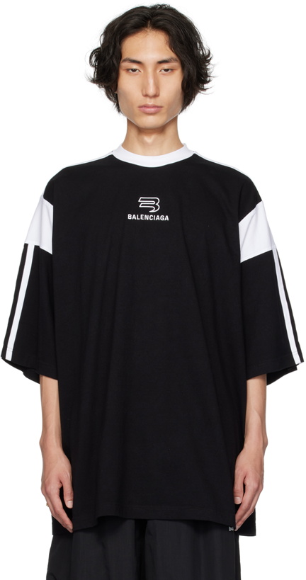 Photo: Balenciaga Black & White Boxy Sporty T-Shirt