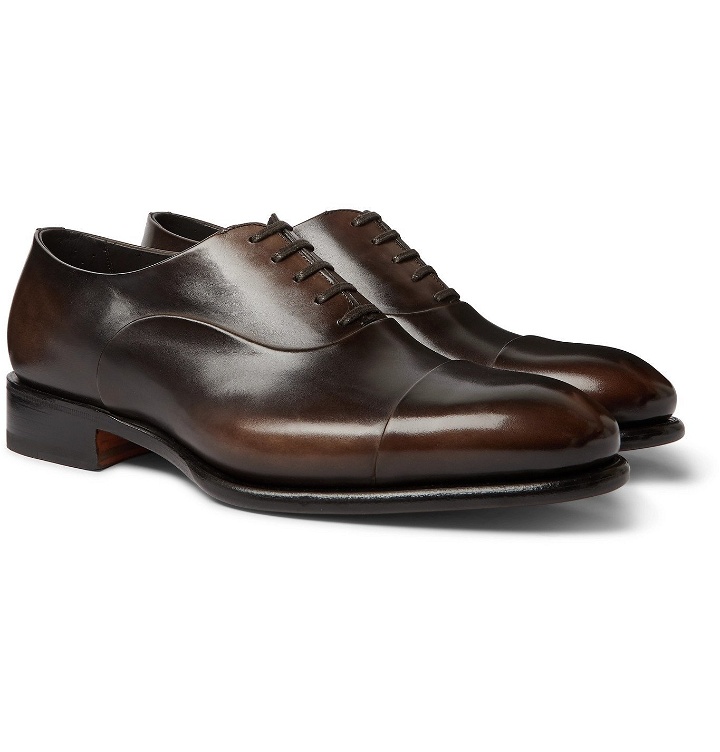 Photo: Santoni - Polished-Leather Oxford Shoes - Brown