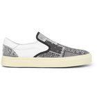 AMIRI - Leather-Trimmed Bandana-Print Canvas Slip-On Sneakers - Gray