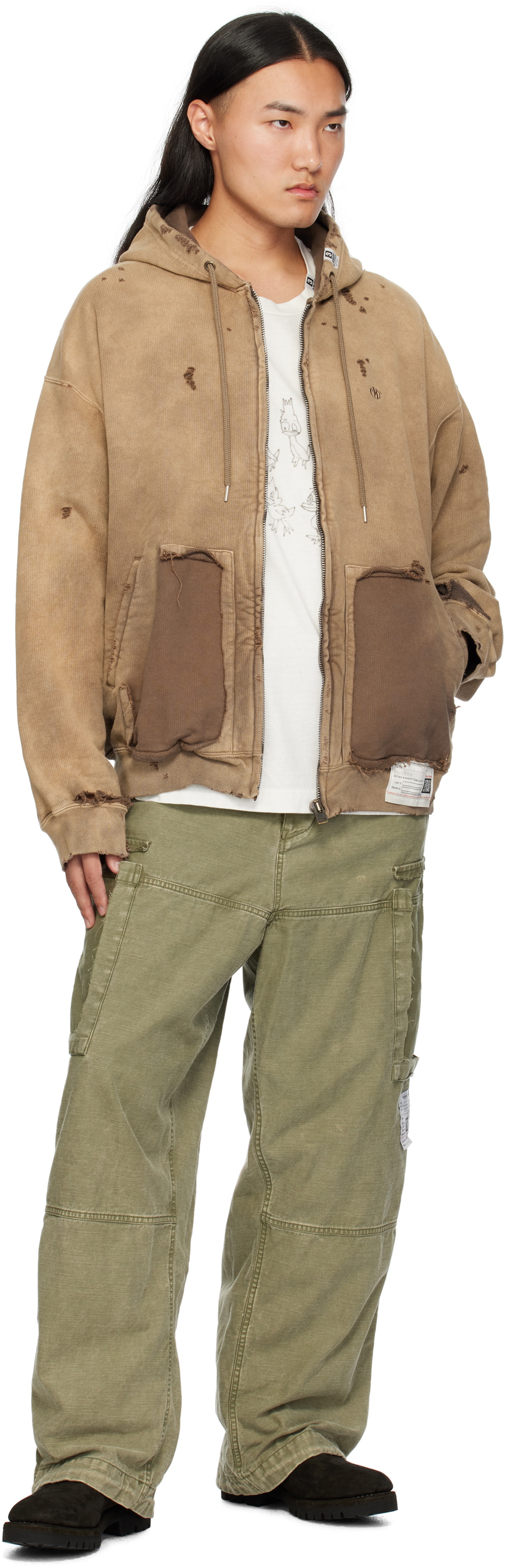 Maison MIHARA YASUHIRO Khaki Cotton Satin Cargo Pants Maison 