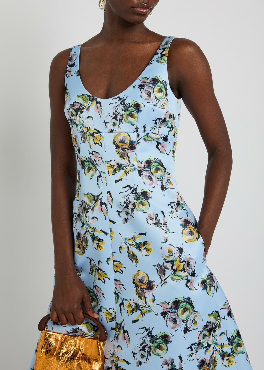 Emilia Wickstead Abella Floral-print Satin Midi Dress Green