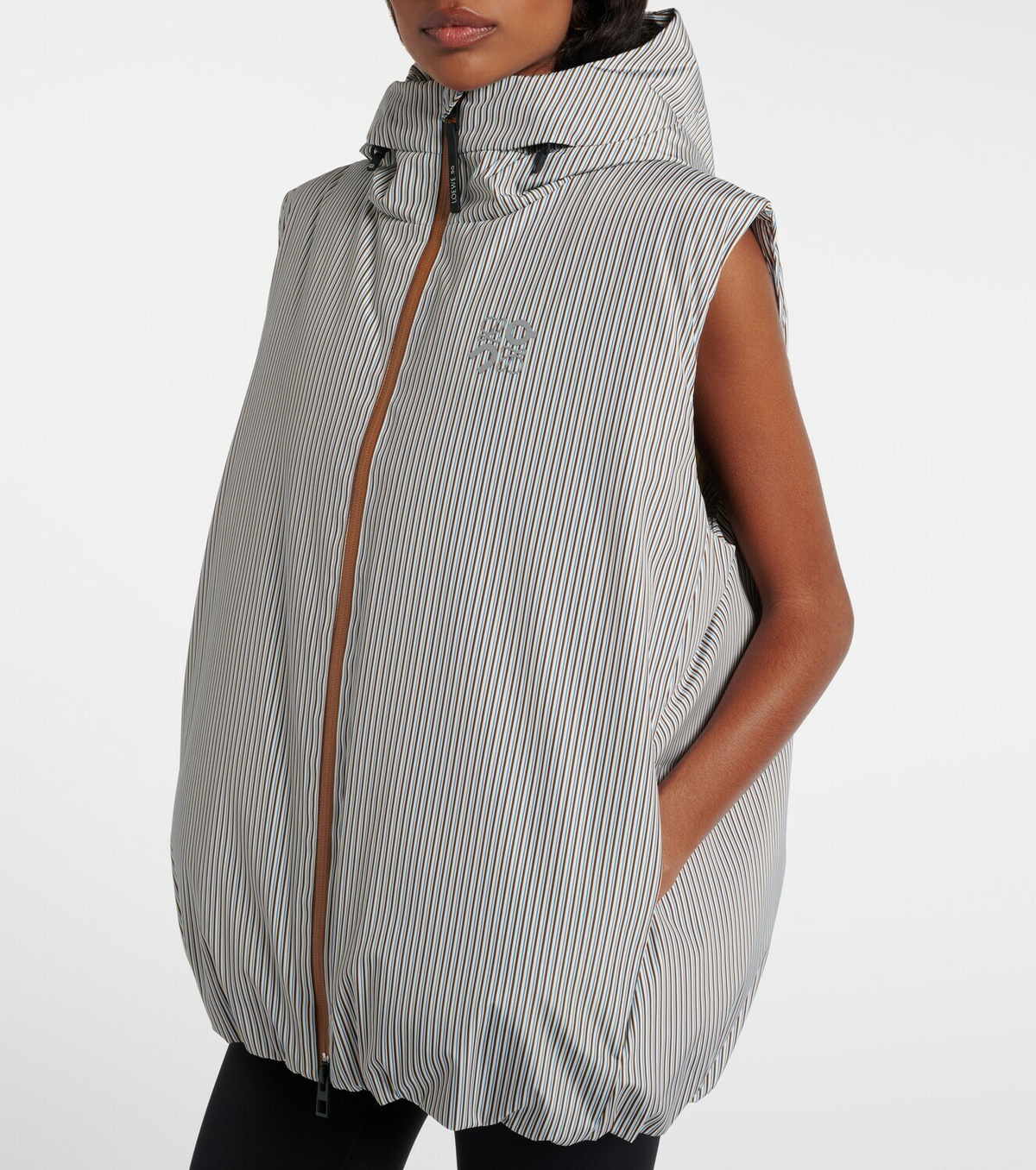 Loewe x On hooded striped puffer vest
