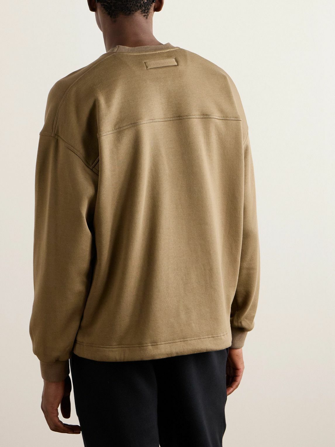 Zegna - Logo-Embroidered Cotton-Blend Jersey Sweatshirt - Neutrals