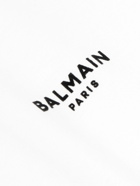 Balmain - Logo-Flocked Cotton-Jersey T-Shirt - White