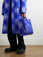 Burberry - Leather-Trimmed Checked Wool Tote Bag