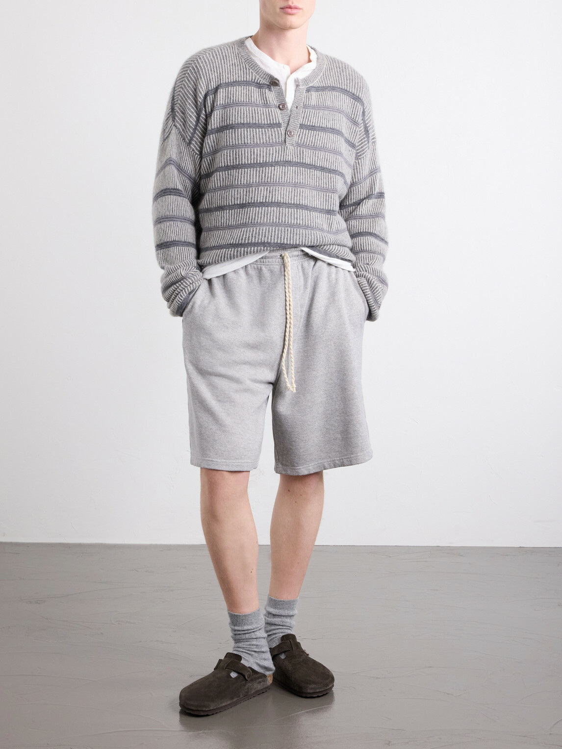 The Elder Statesman - Nimbus Striped Cashmere Sweater - Gray