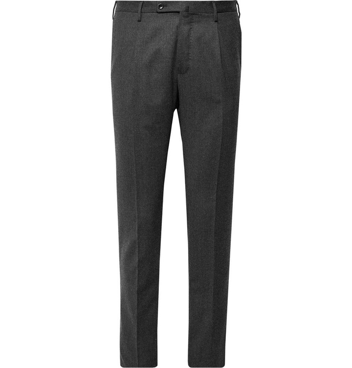 Photo: Incotex - Urban Traveller Charcoal Slim-Fit Tech Wool-Blend Flannel Trousers - Charcoal