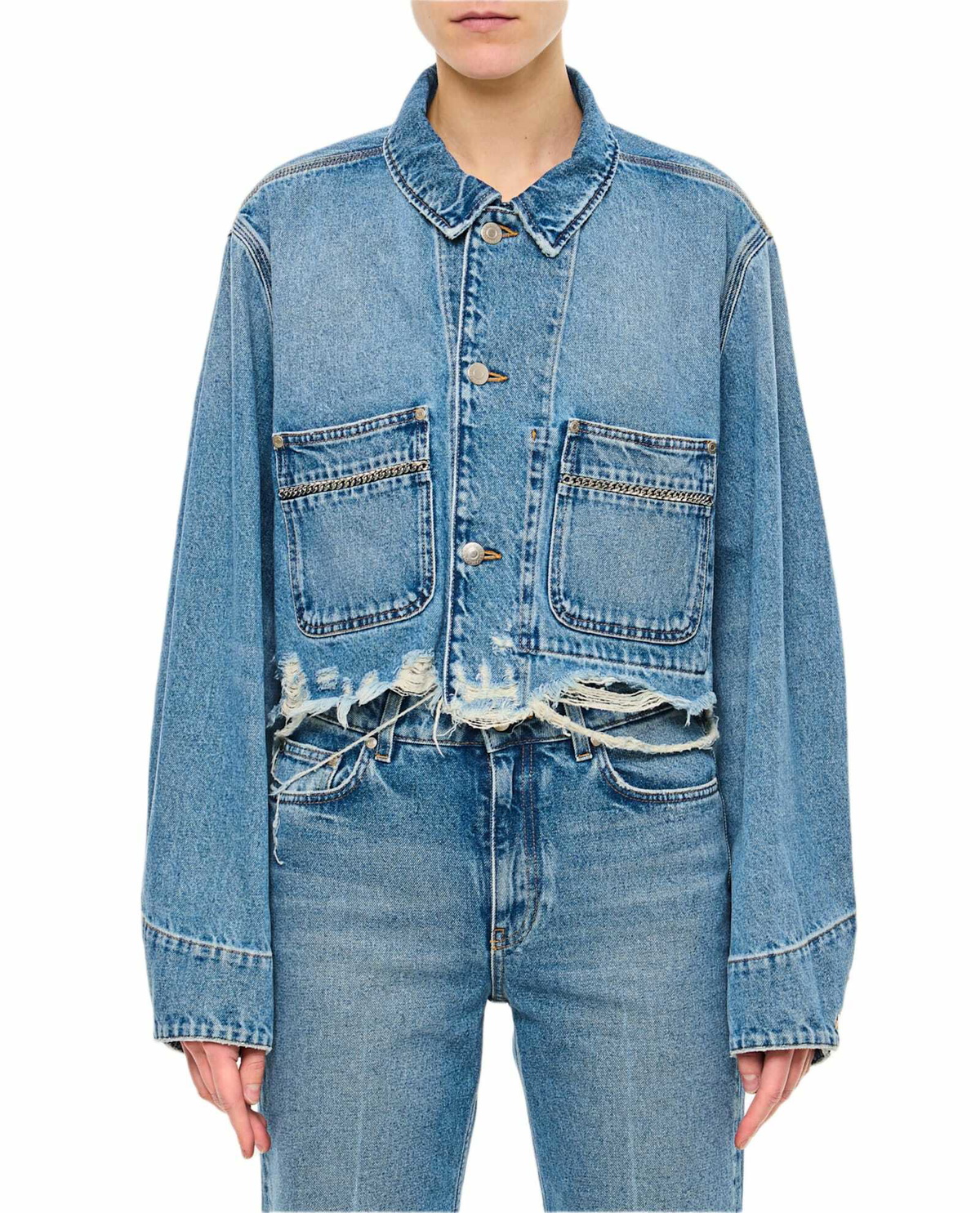 Stella McCartney Blue Oversized Bouclé Denim Jacket Stella