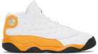 Nike Jordan Baby White & Orange Jordan 13 Retro Sneakers