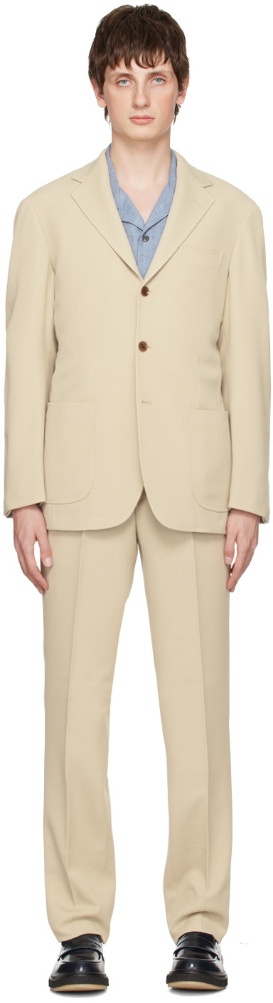 Ring Jacket Beige Rib Suit