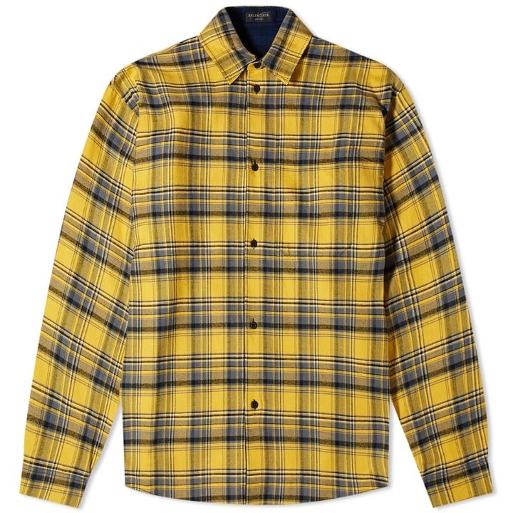 Photo: Balenciaga Men's Reversible Oversized Check Overshirt in Yellow/Grey