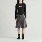 END. x Samsøe Samsøe Women's Sastiya Leather Skirt in Washed Black Olive