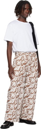 COMMAS Gray & Brown Paisley Print Trousers