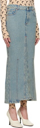 Marine Serre Blue Moon Laser Denim Maxi Skirt