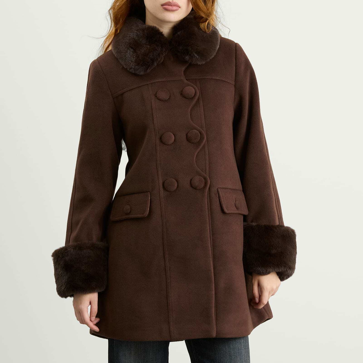 House Of Sunny Women's Dolly Coat in Rosewood Brown