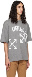 Off-White Gray Paint Script Over Skate T-Shirt