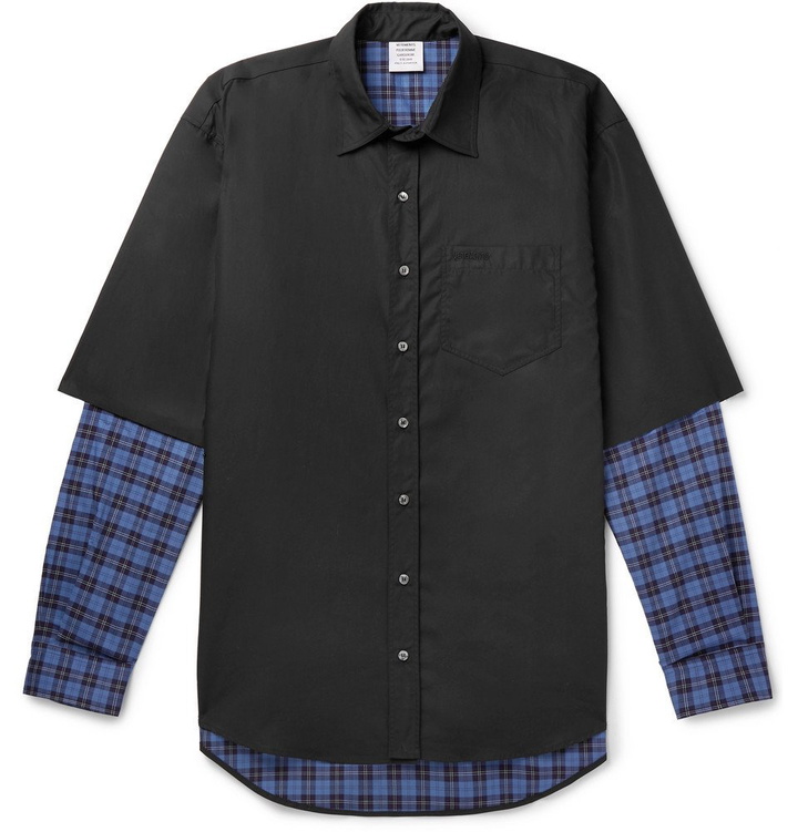 Photo: Vetements - Oversized Layered Printed Cotton Shirt - Black