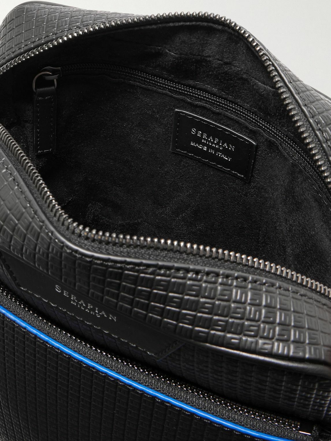 Serapian - North South Leather-Trimmed Logo-Print Coated-Canvas Messenger Bag