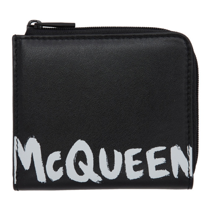 Photo: Alexander McQueen Black Graffiti Zip Coin Purse