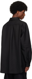 Lownn Black Wool Twill Layered Shirt