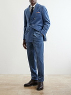 Brunello Cucinelli - Double-Breasted Cotton-Velvet Suit Jacket - Blue