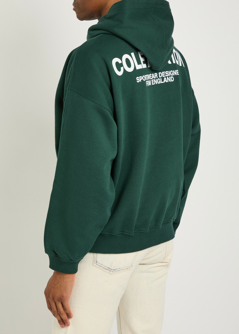 Cole Buxton Sportswear Hooded Printed Cotton Sweatshirt Green