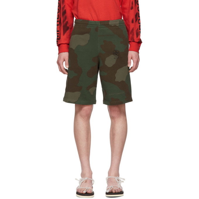 Photo: Off-White Green and Brown Camo Stencil Shorts