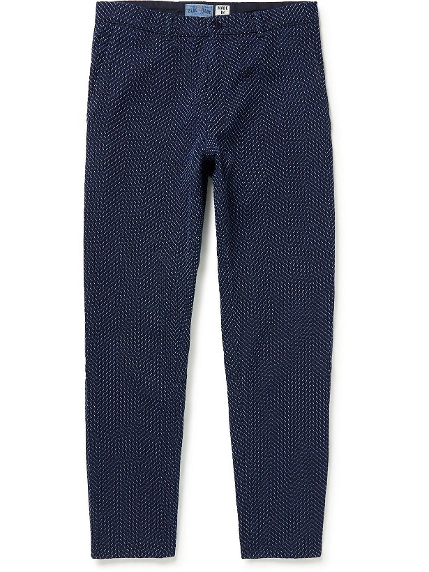 Photo: Blue Blue Japan - Tapered Embroidered Sashiko Cotton Trousers - Blue