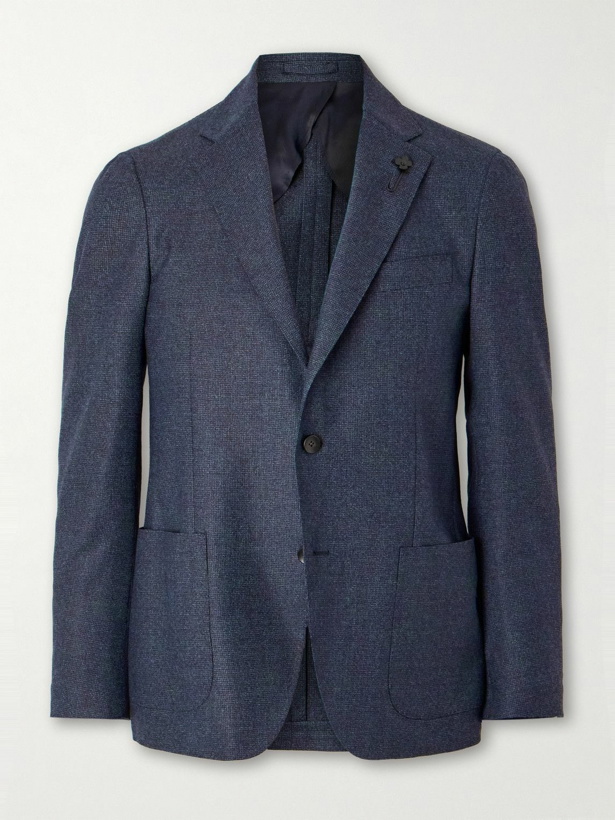 Photo: Lardini - Slim-Fit Puppytooth Stretch-Wool Suit Jacket - Blue
