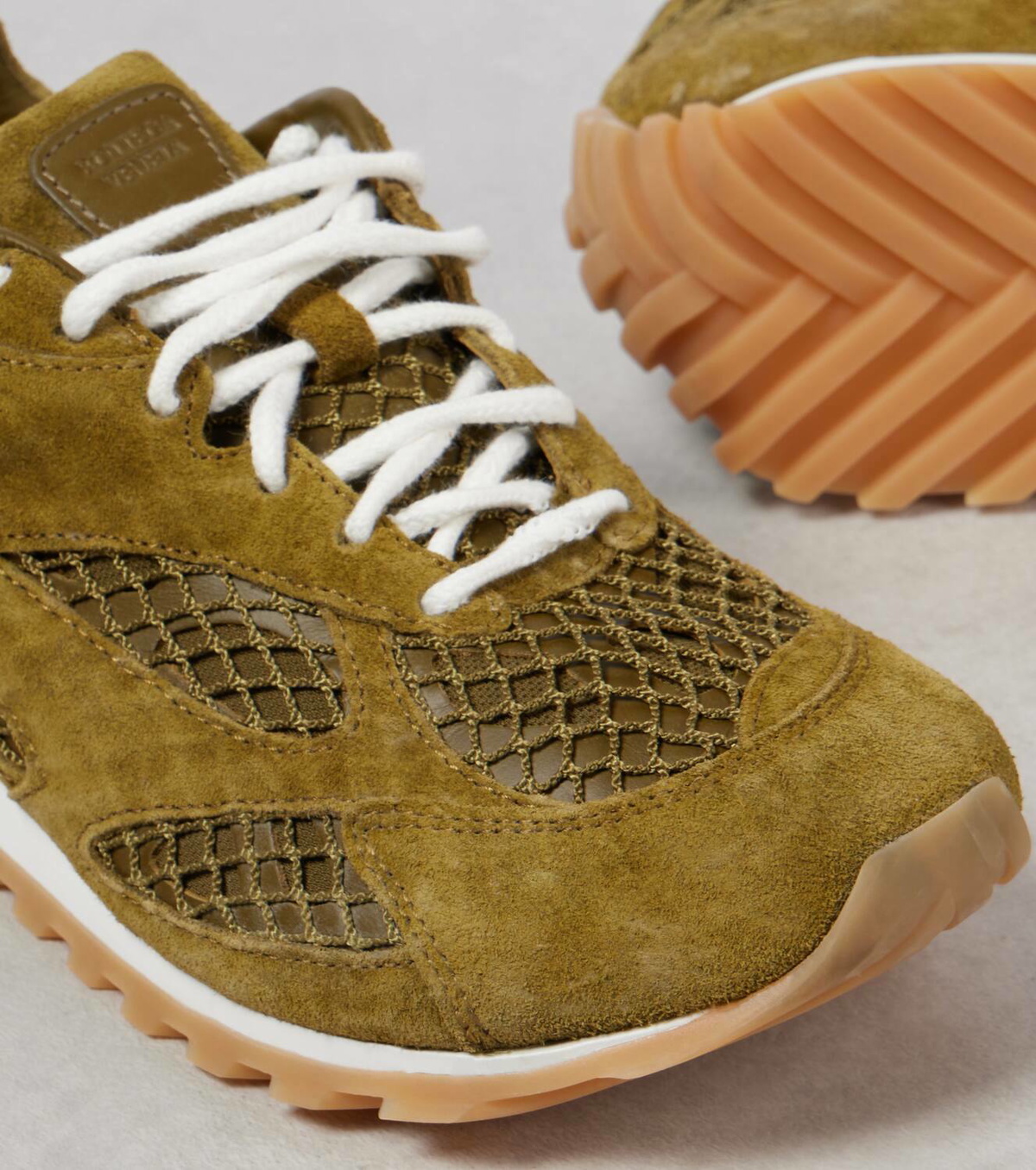 【Bottega Veneta】 Orbit suede-trimmedメッシュスニーカー Orbit suede-trimmed sneakers in brown - Bottega Veneta