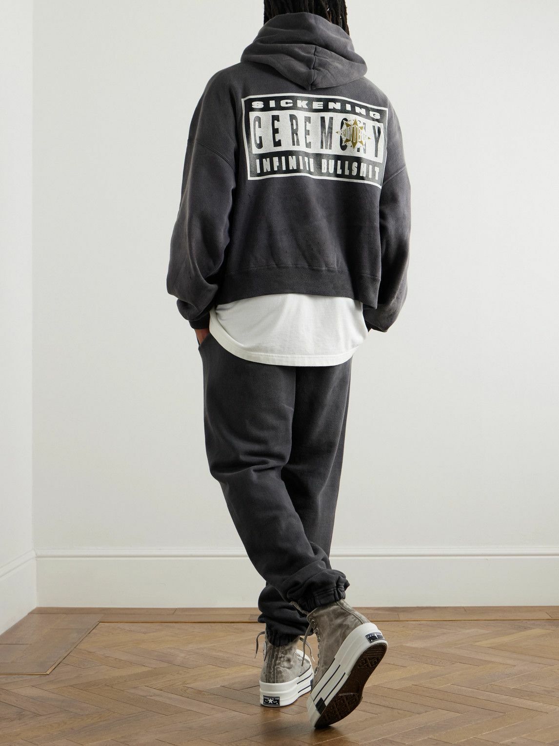 パーカー・フーディ Denim Tears Logo-Print Distressed Cotton-Jersey Hoodie SAINT Mxxxxxx - Denim Tears Logo-Print Distressed Cotton